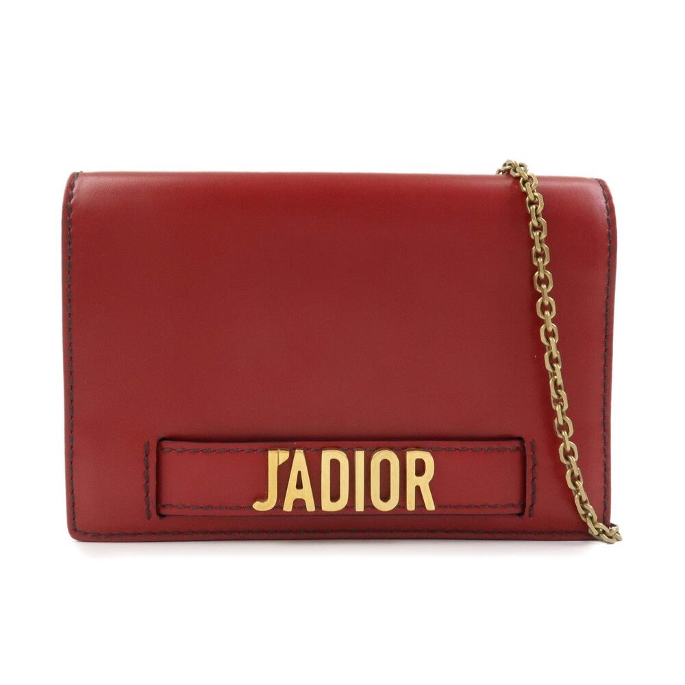 Christian Dior J'Adior Calfskin Wallet On Chain Red